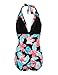 Firpearl Women's Retro 50s One Piece Swimsuit V Neck Halter Ruched Bathing Suit