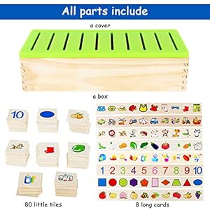 AugToy Wooden Montessori Toys for 1 2 3 Year Old Toddlers Fine Motor Skills Toys Color Shape Matching Sorting Puzzles Box Educational Learning Toy for Kids 1-3 Boys Girls Christmas Birthday Gifts - Image 3