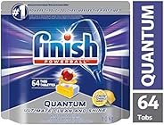 Finish Dishwasher Detergent, Quantum Max, Lemon, 64 Tablets, Shine and Glass Protect