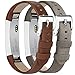 Tobfit Compatible with Fitbit Alta HR and Fitbit Alta Leather Bands Replacement Leather Watch Bands with Stainless Steel Buckle Compatible with Fitbit Alta HR and Alta (Chocolate Brown+Suede Grey)