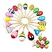 Kids Wooden Maracas ,Rattle Shakers Musical Educational Toys,Random Color and pattern,Set of 4,Mini