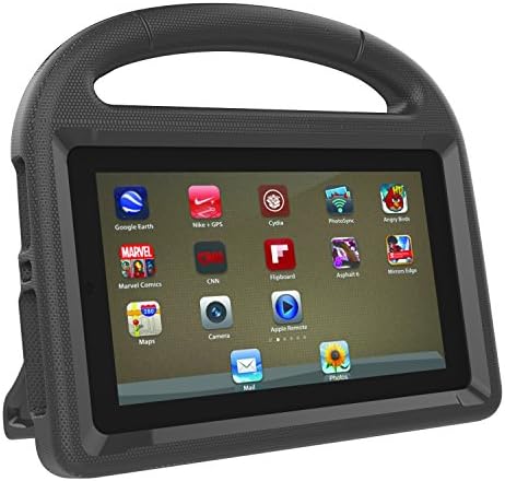 Fire 7 2017 Case, Fire 7 2015 Case, DICEKOO Light Weight Kids Shockproof Cover Friendly Convertible Handle with Stand Cases for Amazon Fire 7 inch Display Table (2015 Release &amp; 2017 Release) (Black)