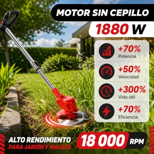 Podadora de Pasto, Desbrozadora Electrica 3en1, Cortadora de Pasto Portátil Plegable, Ángulo Ajustable de 90°, Tres Tipos de Cuchillas, para Cortar El Césped y Podar Las Flores