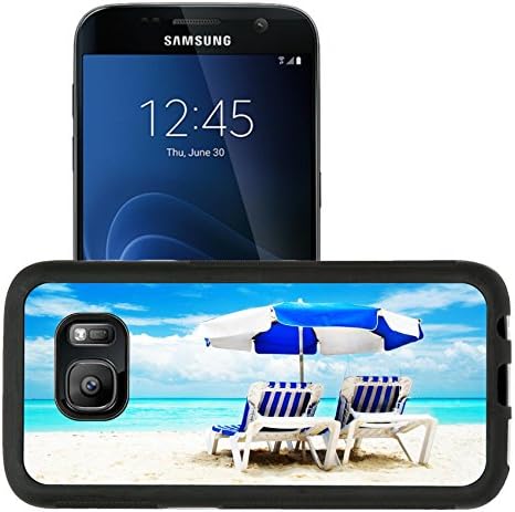 Liili Premium Samsung Galaxy S7 Aluminum Snap Case Vacation and Tourism concept Sunbed on the beach IMAGE ID 13260697