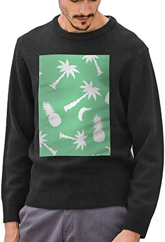 Ksta Mint Green Palm Tree and Pineapple Mens Sweater Black Personalized Sweatshirt