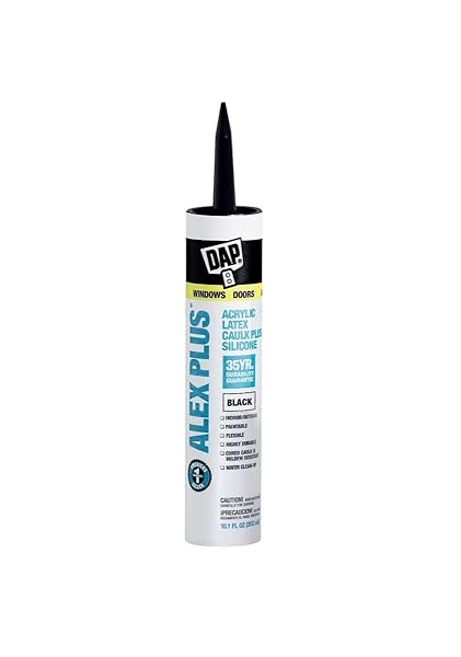 DAP ALEX PLUS ALL PURPOSE ACRYLIC LATEX ADHESIVE CAULK, BLACK 10.1 OZ.