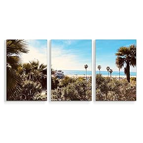 3 Piece Canvas Wall Art Beach Palm...