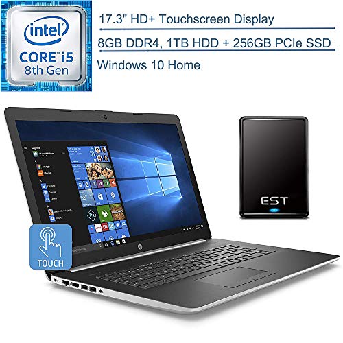 2020 HP 17.3″ Touchscreen Laptop Computer/ Intel Quad-Core i5-8265U (Beats i7-7500U)/ 8GB DDR4 RAM/ 1TB HDD + 256GB PCIe SSD/Windows 10 Home/ Silver/ EST 320GB External Hard Drive
