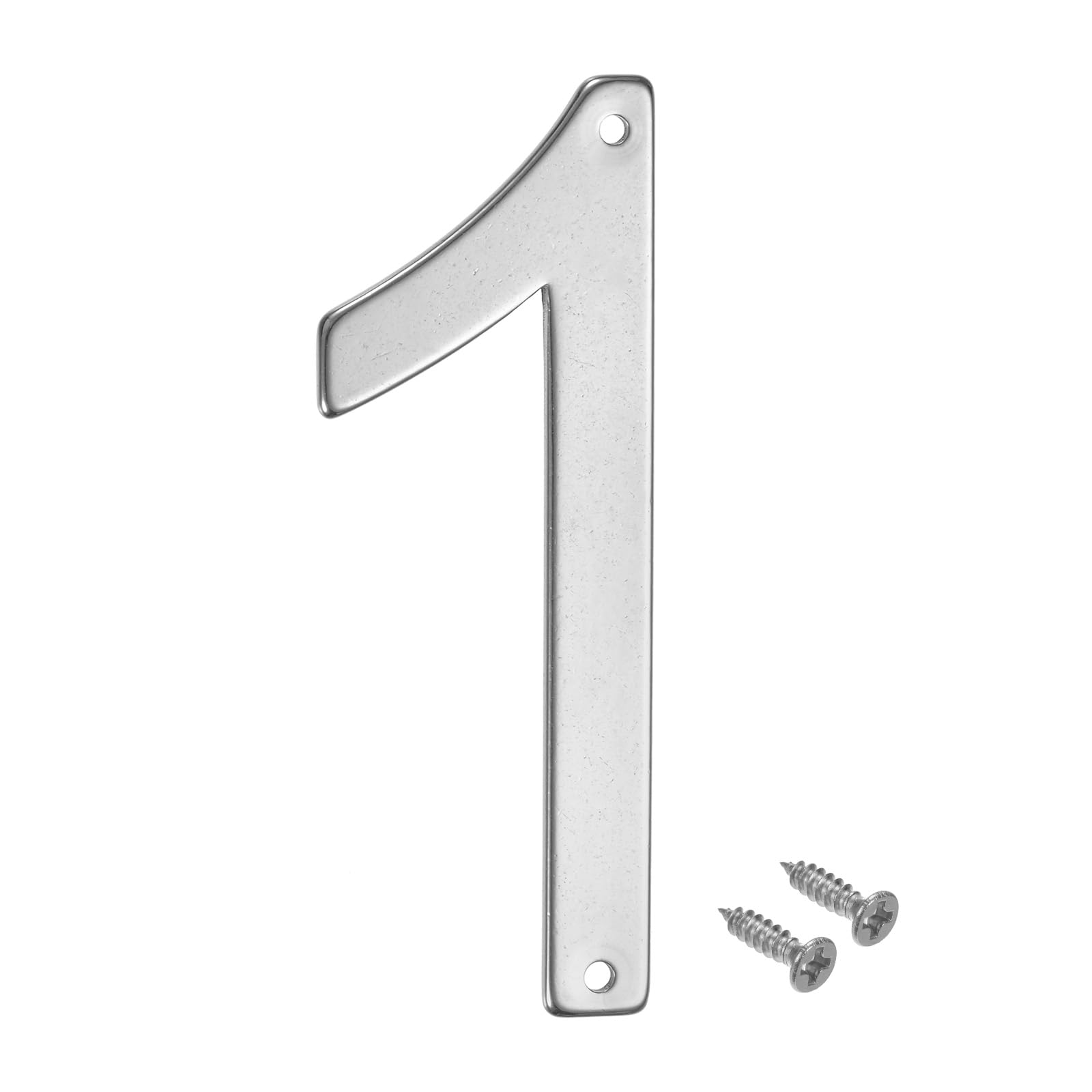 M METERXITY 1-Pack House Number, 4 Inch 304 Stainless Steel Modern Silver Tone Address Sign for Garden/Hotel/Mailbox/Address/Sign, House Number for Outside [Number 1]