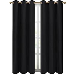 Diraysid Black Grommet Blackout Curtains for