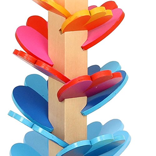 Goki – 8653832 – Murmelbahn – Pagode, Höhe 37, Holz und Glas, Kreatives Holzspielzeug mit Klangspiel 38cm, Natur, Ab 3 Jahren – Bild 2