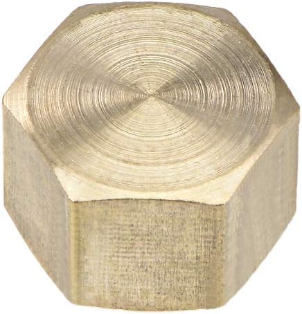 sourcing map Brass Cap 5pcs 1/4G Female Pipe Fitting Hex Compression Stop Valve Connector, Gold, G1/4 - Image 5