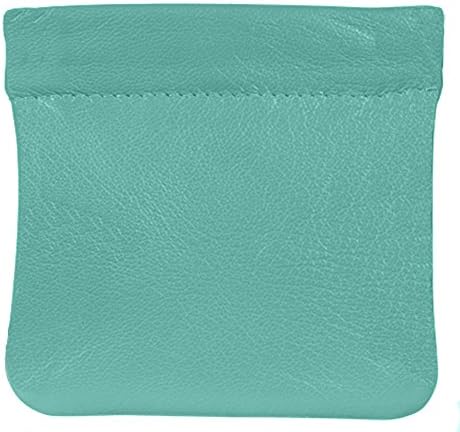 Snap Shut Squeeze Top Quality Leather Coin Purse (Turquoise)