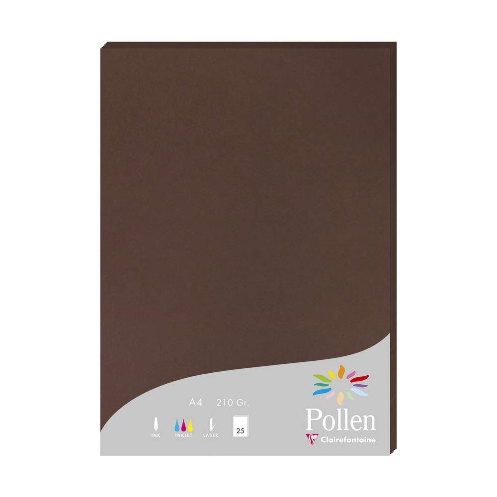 Clairefontaine 24202C Wallet of 25 Sheets Format A4 (21x29,7cm) 210gsm Cocoa colour Invitation Paper Events Correspondence Pollen range - Premium Smooth Paper