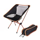 GADE Portable Steel Folding Camping Backpacking Chairs with Carry Bag for Camping Hiking Outdoor Bicycling BBQ Beach (Orange)