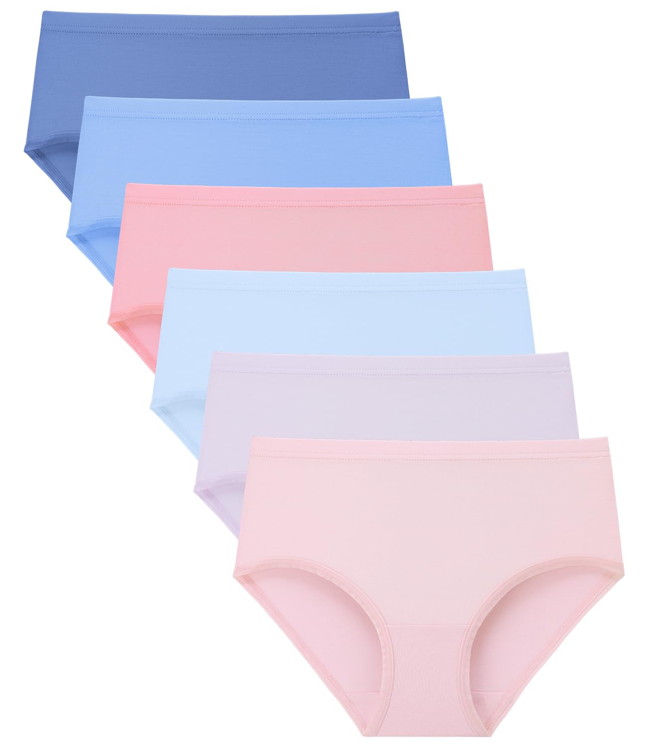 Photo 1 of BAMBOO COOL Girls Underwear Breathable Moisture-Wicking 6-14Y Panties Lightweight Soft Sensory Friendly Briefs 6 Pack