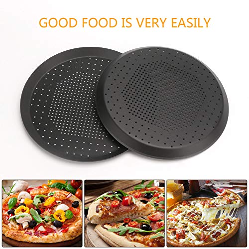 Pizza Pan with Holes, Segarty 10 inch Pizza Crisper Cooking Pan with Coating, Thickened Steel Pizza Tray for Oven, Round Perforated Baking Pan for Home & Restaurant Kitchen Cooking Tool