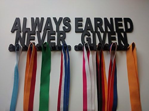 Plastic Medal Holder + Always Earned + Medal Hanger Display Holds Up to 18+ Medals