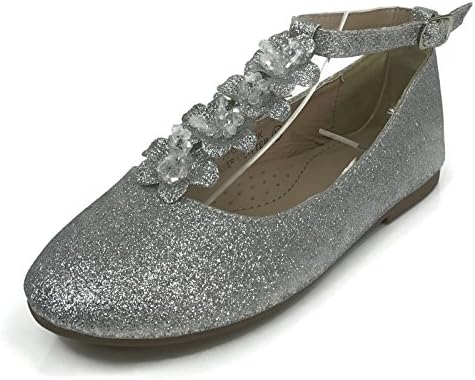 America Dogs Girls Glitter Ballet Flats Silver 13 US Little Kid