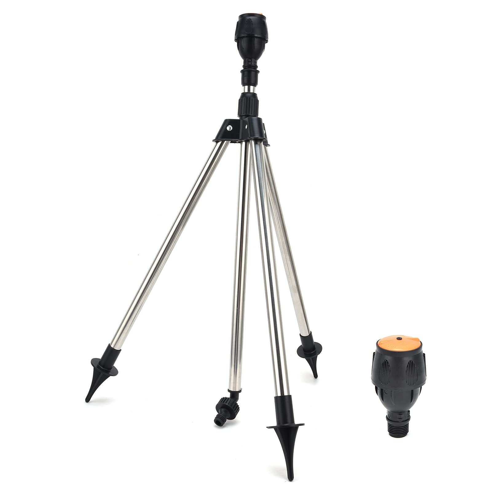 Qinlorgo Automatic Rotating Sprinkler, 30 Degrees to 360 Degrees Garden Water Sprinkler with 56-89cm Adjustable Height Tripod for Garden Watering System Irrigation