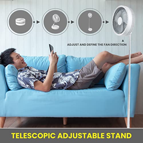 Bell+Howell MY FOLDAWAY FAN Rechargeable Fan 10" Ultra Lightweight Portable Compact Extendable