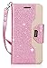 ProCase Galaxy S9 Wallet Case, Flip Kickstand Case with Card Holders Mirror Wristlet, Folding Stand Protective Book Case Cover for 5.8 Inch Galaxy S9 (2018 Release) -Glitterpink