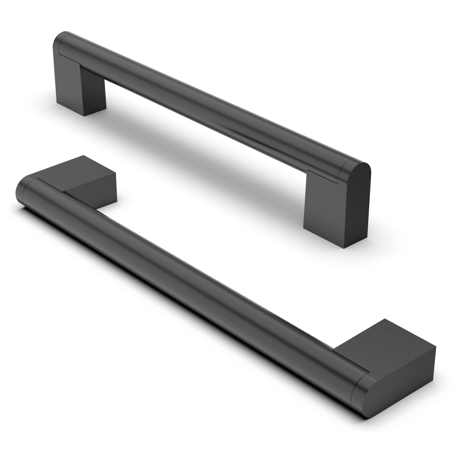 FURNIWARE 10 Pack Cabinet Pulls, Hardware Drawer Handles, Stainless Steel Kitchen Cabinet Door Handles Pull, Matt Black-160mm(6.3 Inch) Hole Center