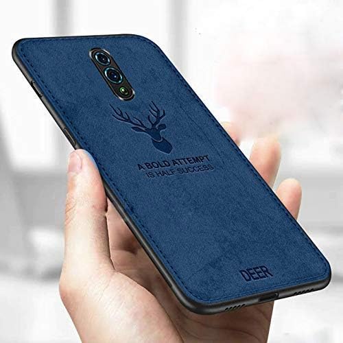 Mobistyle Deer Series - Soft Fabric Deer Pattern Case with Anti Slip Grip and Camera Protection Hybrid Protective Back Case Cover for Realme X/Oppo K3 (Blue)