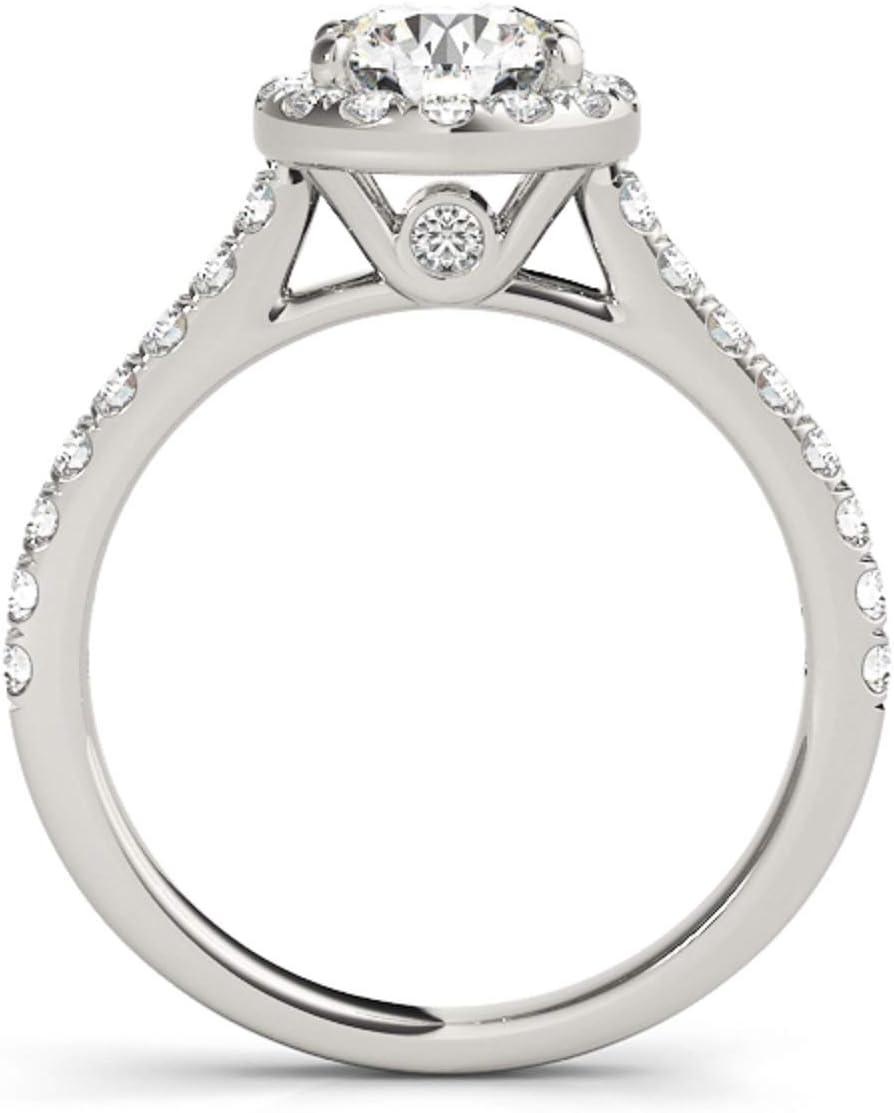 0.75 Carat Engagement Wedding Diamond Bridal Ring Sets for Women 14K Solid Gold (Centre Stone 0.25 CT and Side Stones 0.50 CT I-J-K/I2-I3)