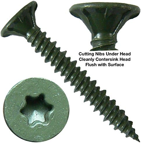 #8 x 1-5/8" Cement Board Torx/Star Head Screws Sharp Point for Fastening Cement Backer Board/Cement Board/Tile Board - 1 Pound (133 Screws) - Torx/Star Drive Cement Board Screw - T-25 Torx Head