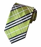 MINDENG New Classic Striped White Black Streak 100% Silk Men'S Tie Necktie Ties