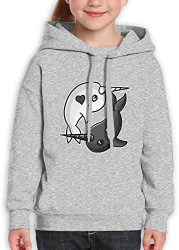 AZBABY Kawaii Yin Yang Narwhals Unisex Teenage Long Sleeve Pullover Hoodie Sweatshirts