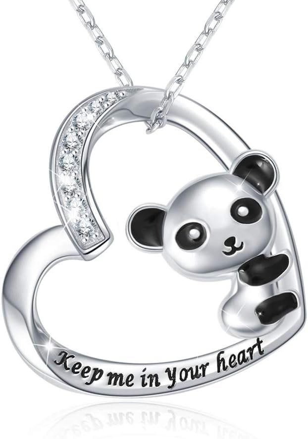 Heart Pendant Necklace Sterling Silver - Animal Pendant with Words Engraved Love Necklaces