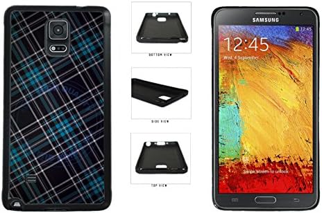 Dark Blue Plaid Pattern TPU Rubber SILICONE Phone Case Back Cover For Samsung Galaxy Note IV 4 N910 comes with Security Tag and MyPhone Designs(TM) Cleaning Cloth