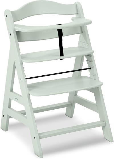 hauck Alpha+ Wooden High Chair Beechwood, 6 Months to Adult, 5-Point Harness