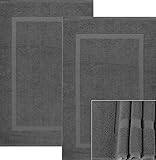 Reversible Bathroom Floor Mats by Alurri | Hotel and Spa Style Set of 2 Grey Washable Bath Mats | Soft Absorbent Cotton | Sophisticated Design and Bright Colors | Bathtub Shower Sink Floor Towels
