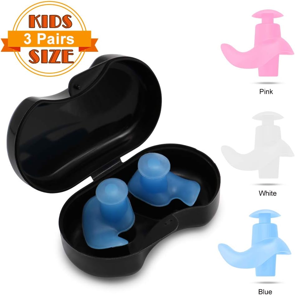 SYOSIN Swimming Ear Plugs for Kids, 3 Pairs Professional Waterproof Reusable Silicone Earplugs for Swimming Showering Surfing Snorkeling and Other Water Sports Kids Size: Health & Personal Care