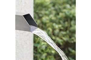 PONDO 2" Square Water Fountain Spout Scupper, 316 Stainless Steel Spillway w/Construction Spray Baffle for Pools, Ponds, Water Walls, Fountains (Silver) Overall Length 10 Inch
