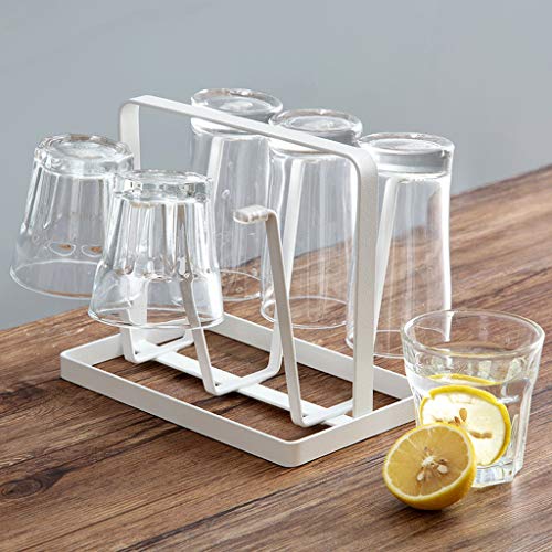 ZH Dish racks Mug Holder/Countertop or Pantry Metal Mug Tree Stand for Coffee Mugs, Glass, and Tea Cups,Kitchen Stand Organizer Drinkware Drying Rack, 6 Mug Capacity (color : White)