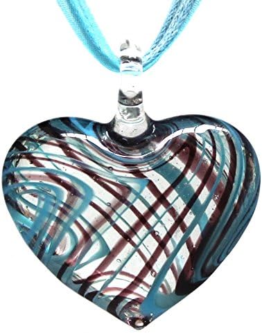Bleek2Sheek Murano-inspired Glass Criss-Cross Heart Necklace (Blue)