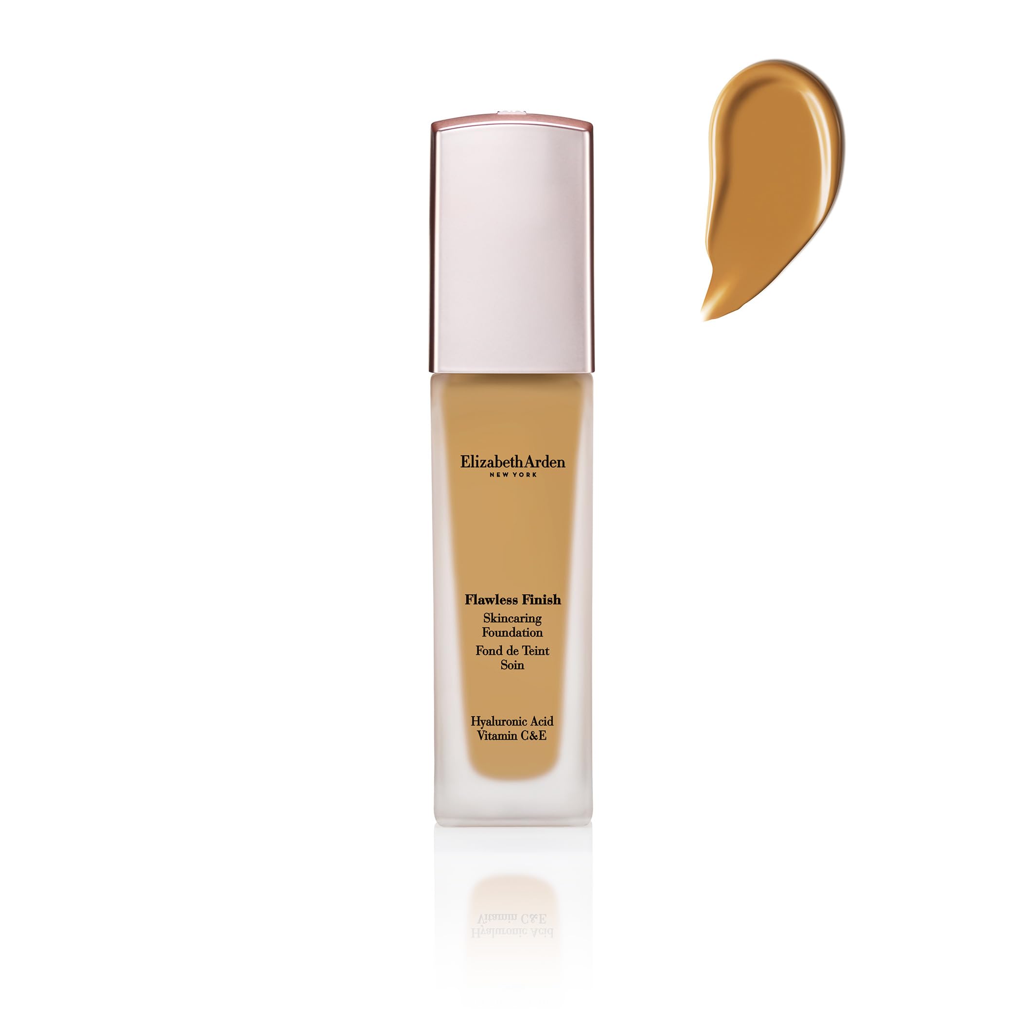 Elizabeth Arden Flawless Finish Liquid Foundation with Hyaluronic Acid, Vitamin C & E, Buildable Coverage, 450N (Tan to deep skin with neutral undertones), 1 fl oz