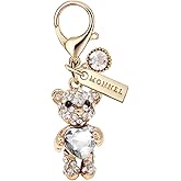 MC107 Crystal Teddy Bear Lobster Clasp Charm Clear Heart Pendant with Pouch Bag (1 piece)