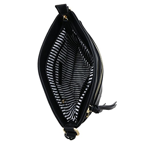 Triple Zipper Pocket Medium Crossbody Bag White