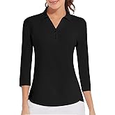 Women's Polo Shirt 3/4 Long Sleeve Golf Quick Dry T Shirts UPF 50+ Athletic Casual Work Shirts Tops for Women