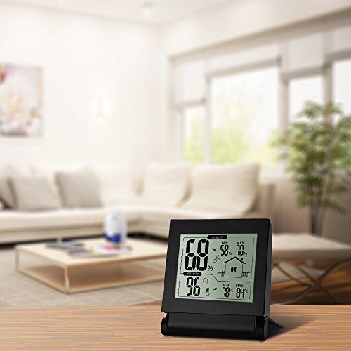 Habor Thermometer Indoor Hygrometer Monitor Temperature and Humidity Sensor for House, Home, Office, Baby Room (Black), 1.deep