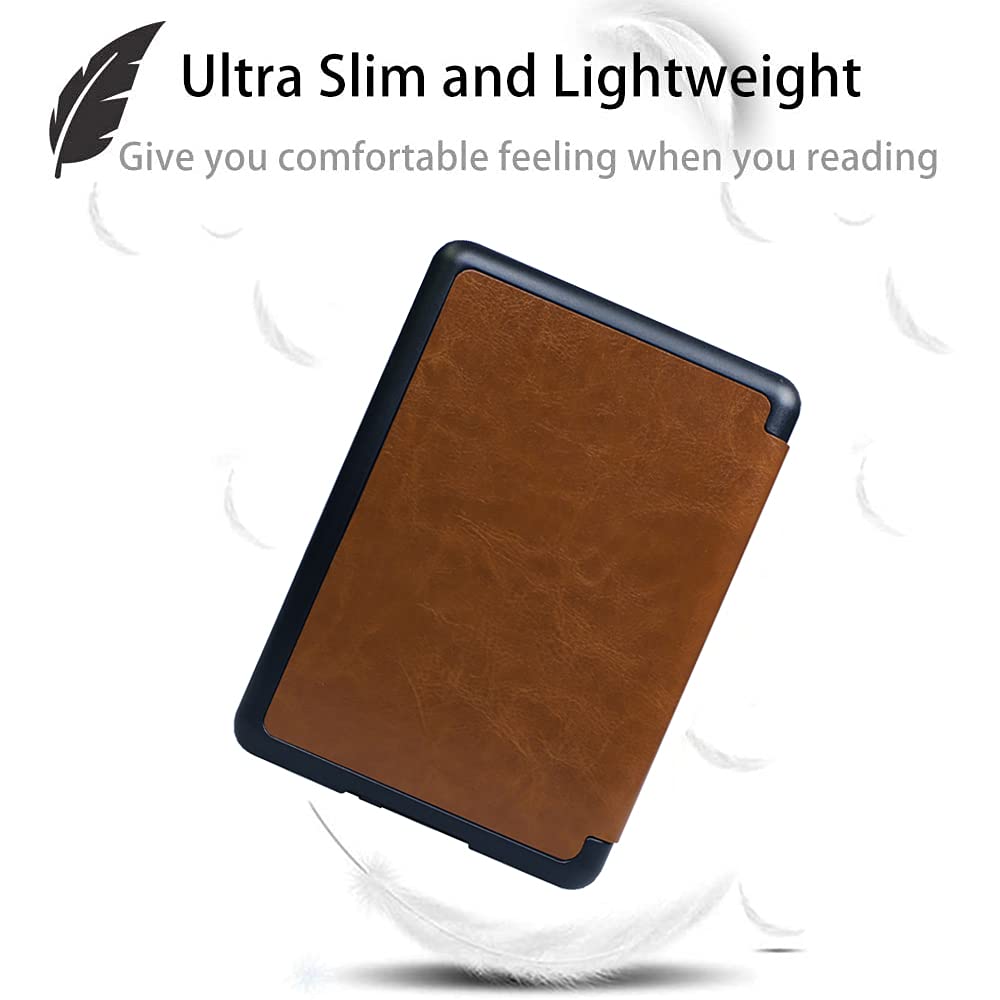 SCSVPN for 6'' Kindle Paperwhite Case 10th Generation 2018 Model No. PQ94WIF with Hand Strap, Auto Sleep/Wake - Slim Lightweight Durable Premium PU Leather Sleeve E-Reader Protective Cover (Brown)