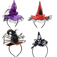 ChristmaxStore 4 Pack Halloween Witch Hats Headband Costumes for Kids