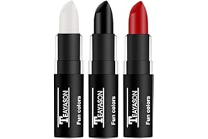 Go Ho 3 PCS Makeup Clown White Cream-Blendable Stick-Eye Black Sticks Face Body Paint Professional Halloween SFX Makeup,Safe Facepaint Nose&Lip Smacking for Sports Festival Make up(White+Black+Red)