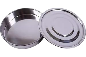QUAFOOLAB Lab Sieves Pan with Lid,Test Sieve Pan and Lid φ20cm/8'' Diameter, 304 Stainless Steel