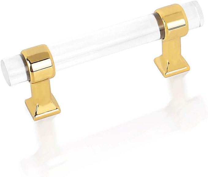 20 Pack Acrylic Pulls, 3.8 inch Hole Centers Glass Drawer Pulls